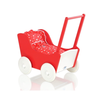 Poppenwagen Hout Wit Rood