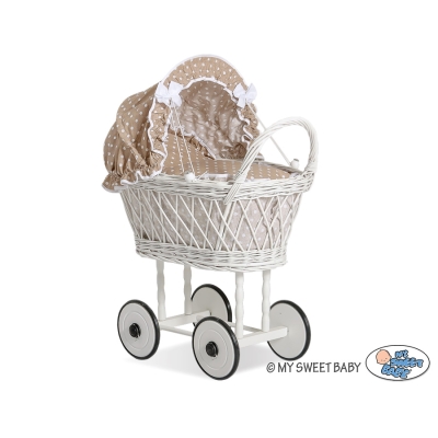Poppenwagen Riet  Bruin