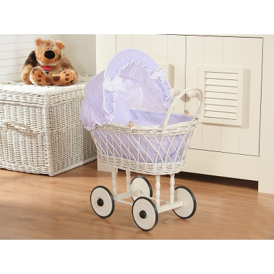 Poppenwagen Riet  Wit
