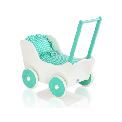 Poppenwagen van Hout Mint Wit