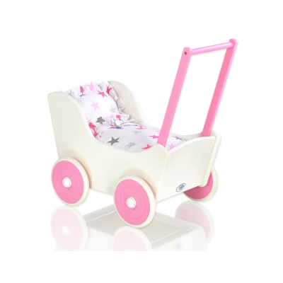 Poppenwagen van Hout Wit