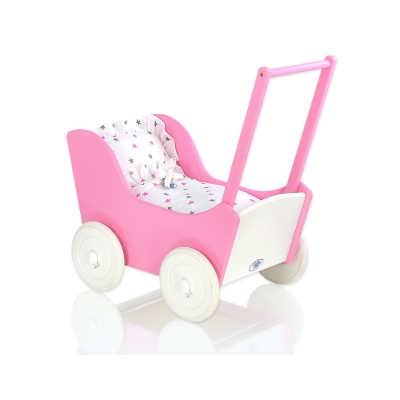 Poppenwagen van Hout Wit