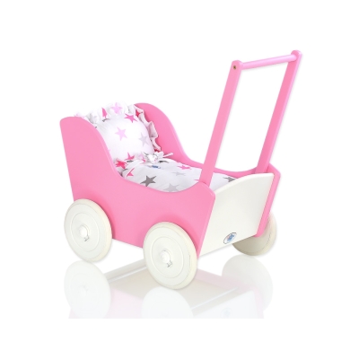 Poppenwagen van Hout Wit