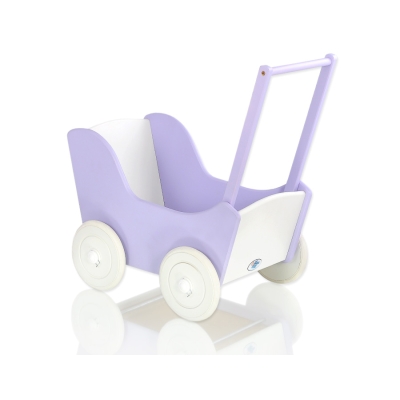 Poppenwagen van Hout Wit Purper