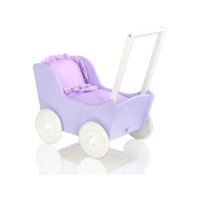 Poppenwagen van Hout Wit Purper