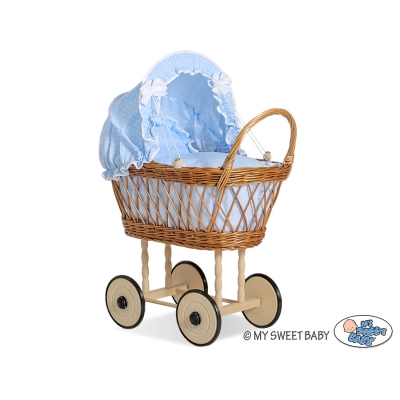 Poppenwagen van Natuurlijke Riet Blauw