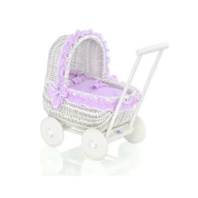 Poppenwagen van Riet Wit Purper Polkaprikker