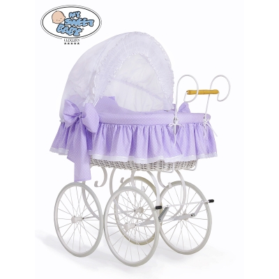 Retro Babywieg  voor Baby Wit Purper Christine