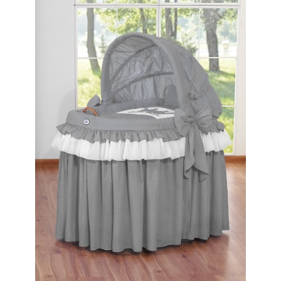 Rieten Babybed met Kap -  Antraciet Little Prince Princess
