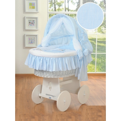 Rieten Babybed met Kap Blauw Ezel Luca