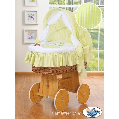 Rieten Babybed met Kap Groen Ezel Luca