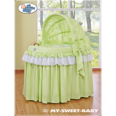 Rieten Babybed met Kap -  Groen Little Prince Princess