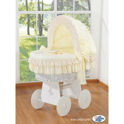 Rieten Babybed met Kap Ivoor Bear With Bow