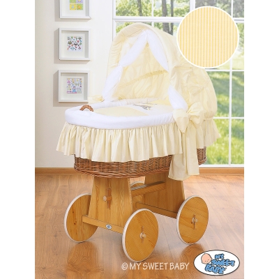 Rieten Babybed met Kap Ivoor Ezel Luca