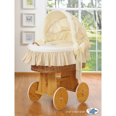 Rieten Babybed met Kap Ivoor Welterusten