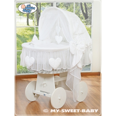 Rieten Babybed met Kap Wit Amelie