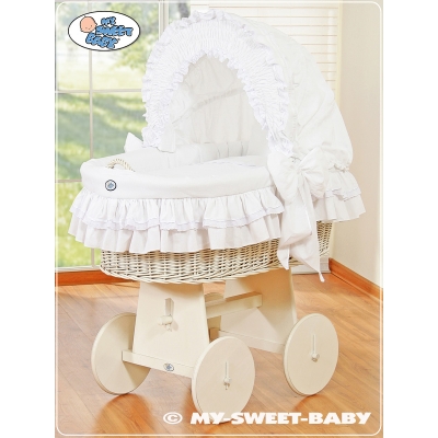 Rieten Babybed met Kap Wit Engel