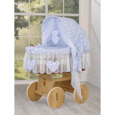 Rieten Babymand met Kap Blauw Amelie