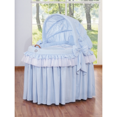Rieten Babymand met Kap Blauw Little Prince Princess