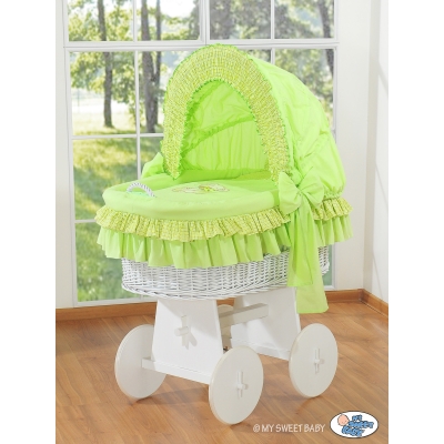 Rieten Babymand met Kap Groen Bear With Bow