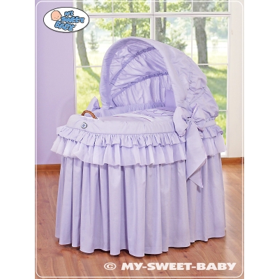 Rieten Babymand met Kap -  Purper Little Prince Princess