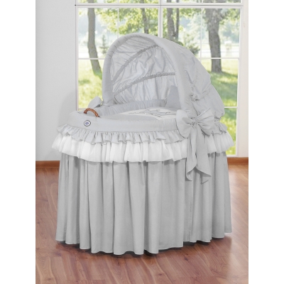 Rieten Kribbe met Kap -  Grijs Little Prince Princess
