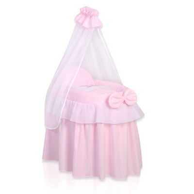Rieten Poppenwiegje met Hemeltje Roze Little Princess