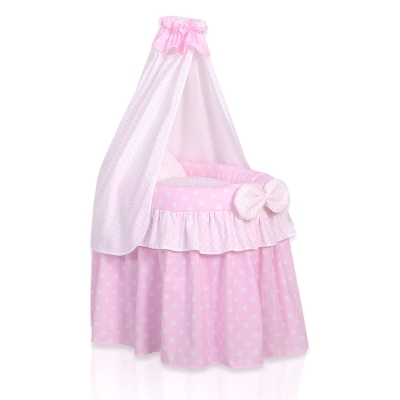 Rotan Poppenwieg met Hemeltje Roze Polkaprikker