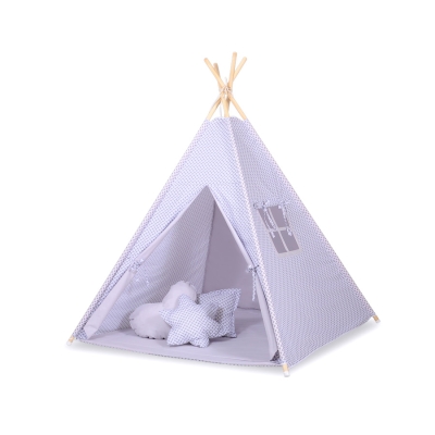 Set: Tipi-tent Speelkleed Kussens  GRATIS decoratieve veren Grijs