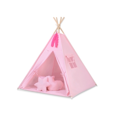 Set: Tipi-tent Speelkleed Kussens  GRATIS decoratieve veren Roze