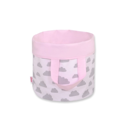 Speelgoedmand L Roze Grijs Wolken