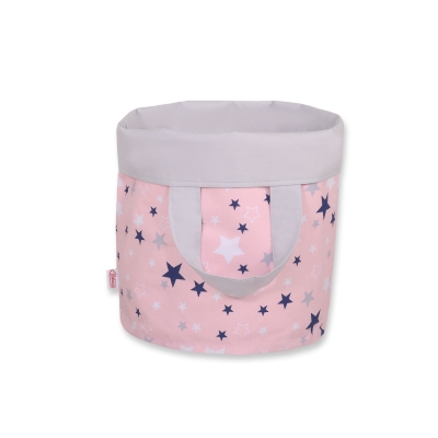 Speelgoedmand  Opbergmand L Blauw Roze Grijs Sterren