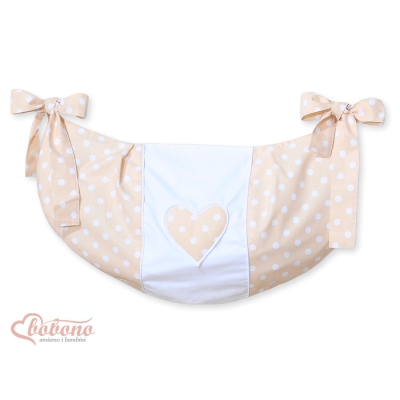 Speelgoedtas voor Kinderbed - Harten Beige Polkaprikker