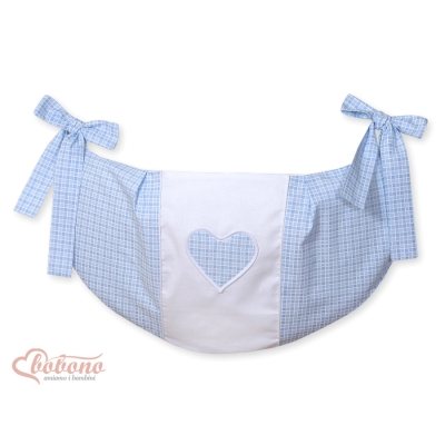 Speelgoedtas voor Kinderbed - Harten Blauw Geruit