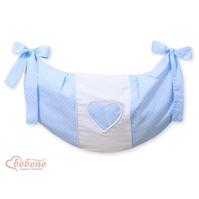 Speelgoedtas voor Kinderbed - Harten Blauw Polkaprikker