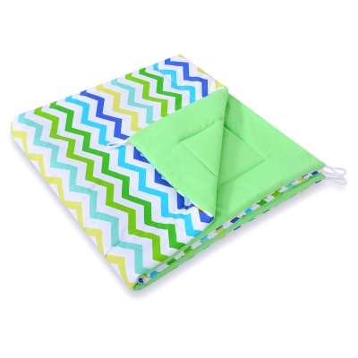 Tipi Tent Dubbelzijdige Speelmat Groen Blauw Zigzag