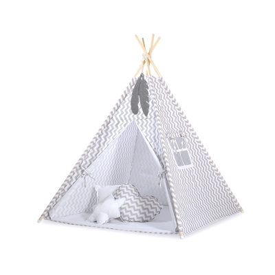 Tipi-tent met Speelmat  Grijs Zigzag