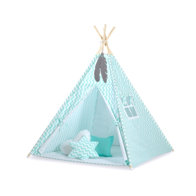Tipi-tent met Speelmat  Mint Zigzag