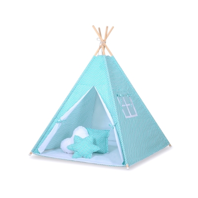 Tipi-tent Speelkleed GRATIS decoratieve veren Mint Wit