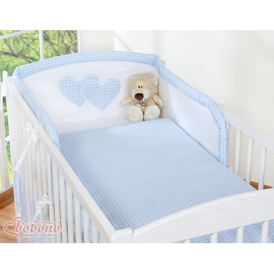 Universele Bedbumper voor Kinderbed - Harten Blauw Geruit