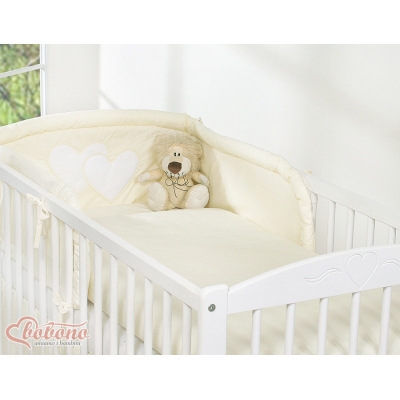 Universele Bedbumper voor Kinderbed - Harten Ivoor