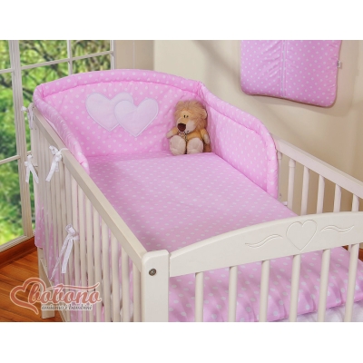 Universele Bedbumper voor Kinderbed - Harten Roze Polkaprikker