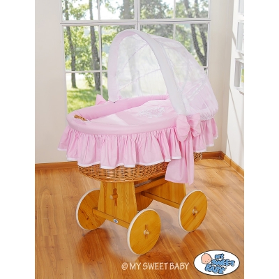 Wiegbekleding met kap voor baby wieg Roze