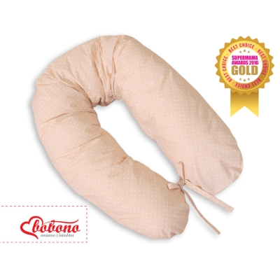 Zwangerschapskussen in C-vorm minky Beige Polkaprikker