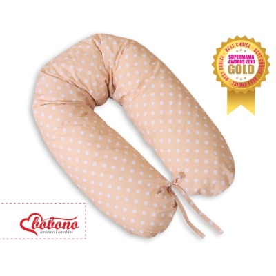 Zwangerschapskussen in C-vorm minky Beige Polkaprikker