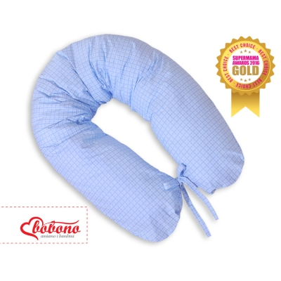 Zwangerschapskussen in C-vorm minky Blauw Geruit