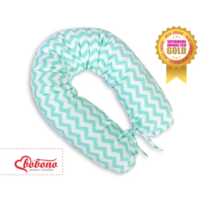 Zwangerschapskussen in C-vorm minky Mint Zigzag