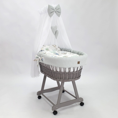 Rotan Gevlochten Baby Wiegje met Bedtextiel Volledige Set
