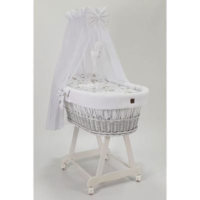 Witte Baby Wiegje met Bedtextiel Witte Wafel