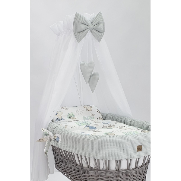 Baby wiegje grote wielen Grijs met Textiel Grijs